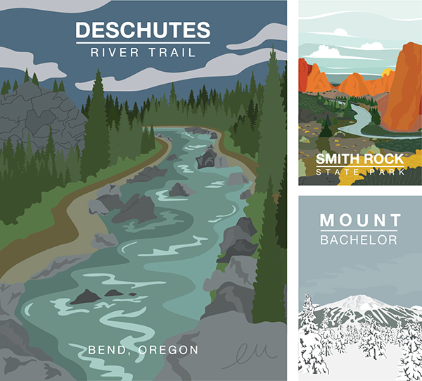 Hike Outdoors Central Oregon Cards and Stickers local hiking art